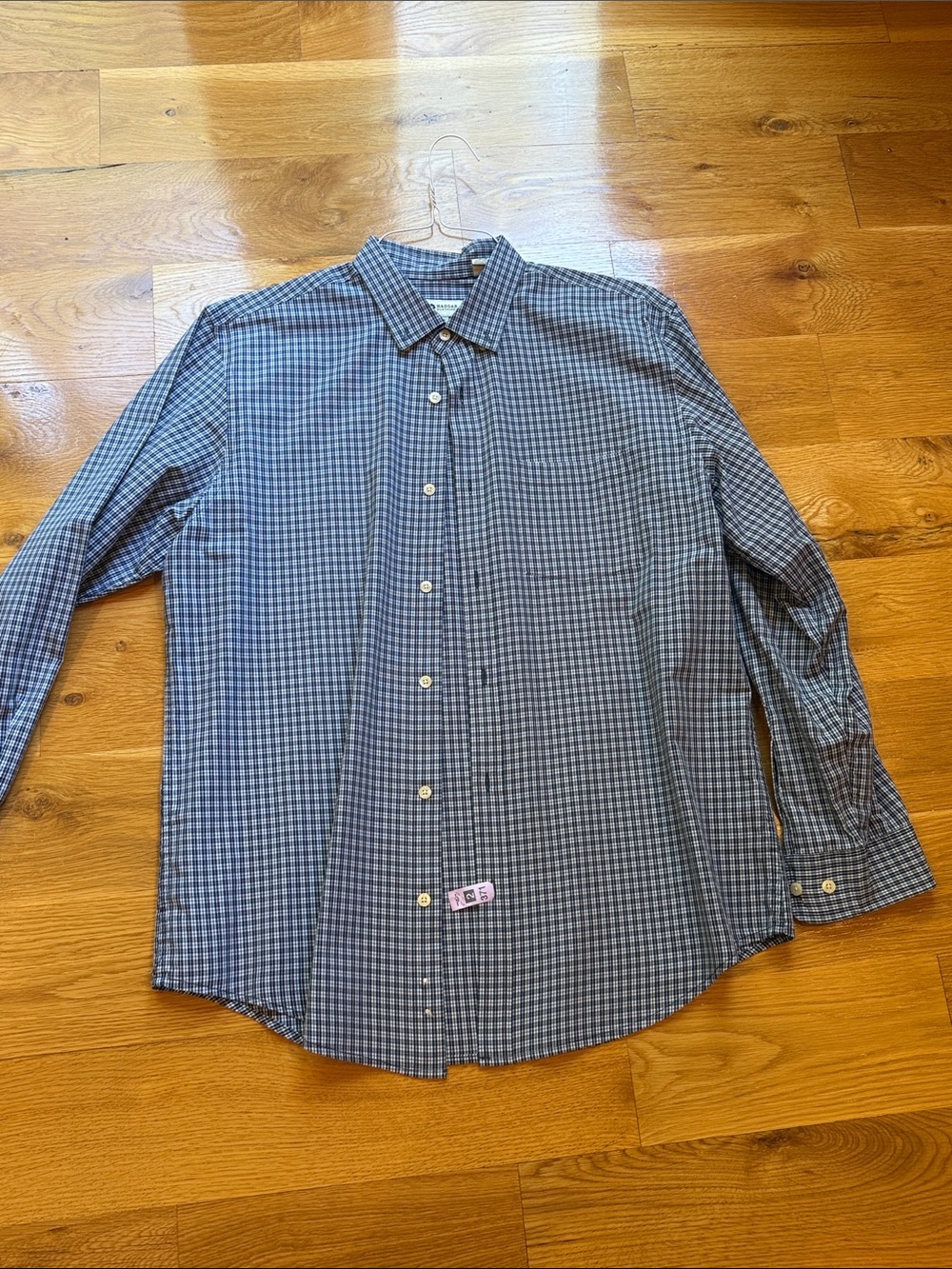 Men's Blue Checked Button-Down Shirt Haggar large